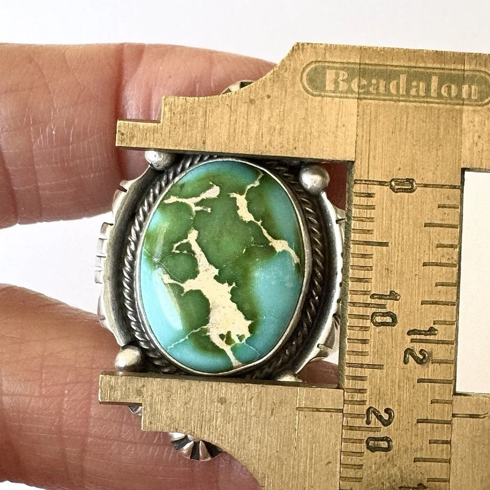 Navajo‎ Turquoise Ring Sz 10 Sonoran Gold Sterling Benally Native American Stars